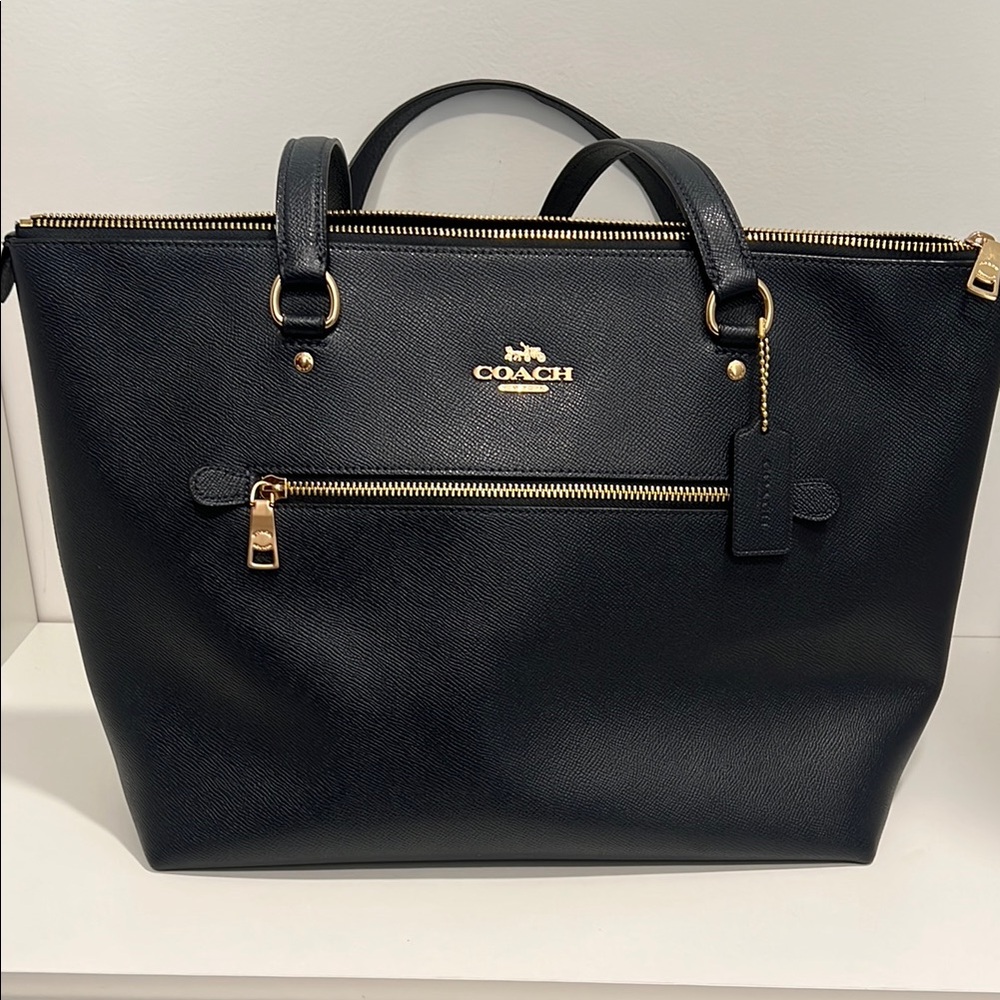 Coach Blue Tote with Gold Details